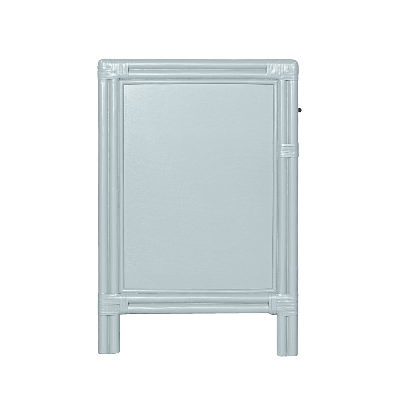 Clara Collection 1 - Drawer Rattan Nightstand, Light Blue