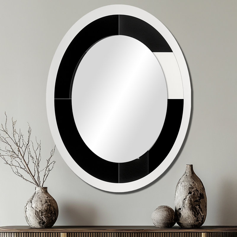 Miroir mural noir et blanc Bauhaus, 40 po x 30 po