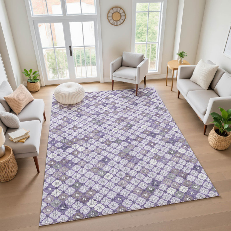 Tapis géométrique de qualité supérieure lavable à la machine Ashington AMF1837, Rectangulaire 8 pi x 10 pi