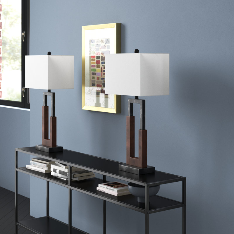 Ravenna 30" H Wood and Metal Table Lamp with USB Ports (Set of 2)