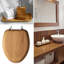 Siège de toilette MAYFAIR 19601CP avec charnières chromées, allongé, placage de chêne naturel