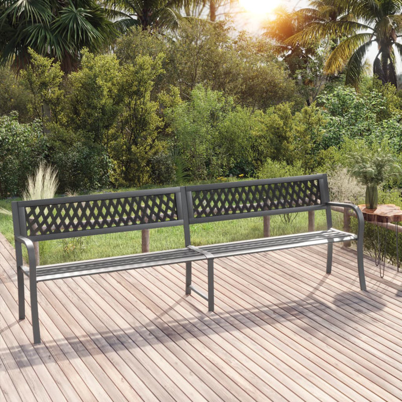 Banc de jardin en acier Zailey, gris, H 30,3 po x l 96,9 po x P 22,8 po
