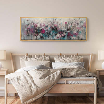 Abstract Wildflower Grunge Botanical Floral Decor Extra Large Pictures Framed Canvas Print Wall Art