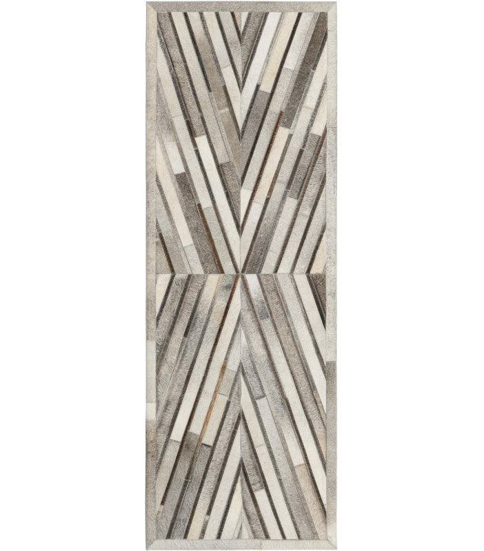 X Tiles Cowhide Leather Rug, Runner 2'2" x 6'1"