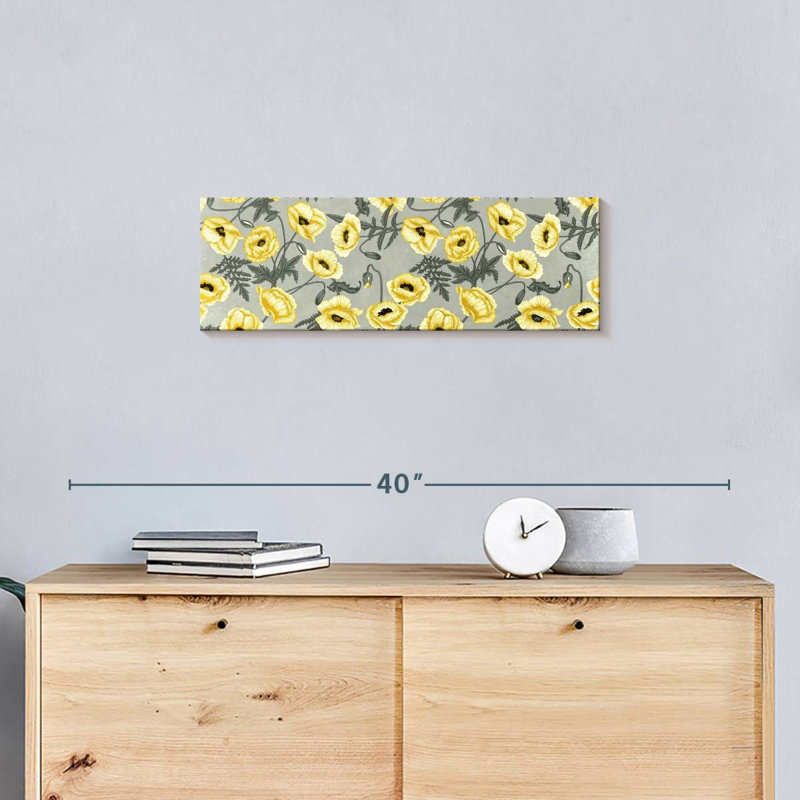 «Yellow Poppy Vines» sur impression sur toile, H 8 po x l 24 po x P 1 po