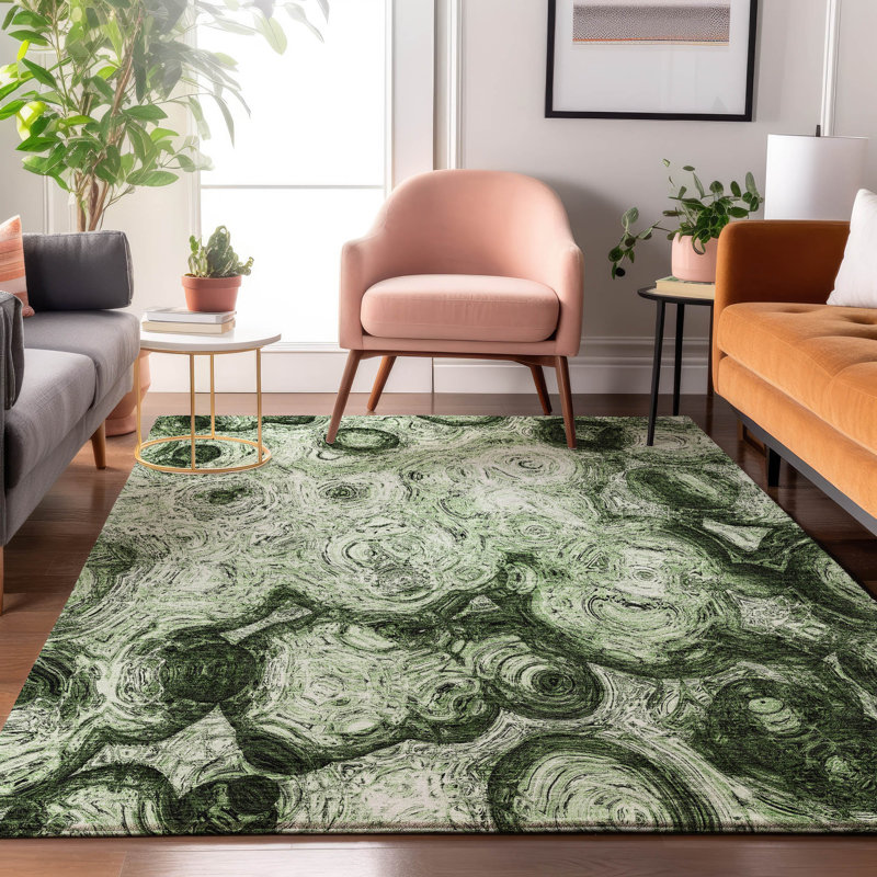 Tapis vert Cerrito AMF579 lavable à la machine de qualité supérieure, Rectangle 10 pi x 14 pi