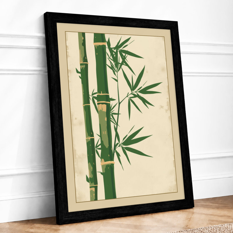 Minimalist Bamboo Study Japandi - Framed Print, A4 - 29.7 x 21.0 cm, Black