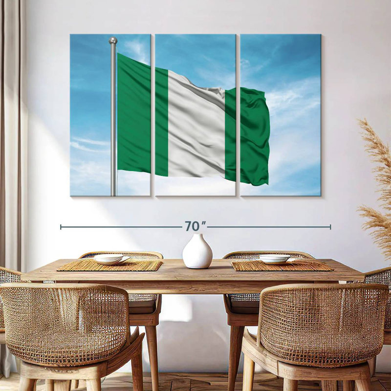 Drapeau nigérian hissé, H 42 po x l 65 po