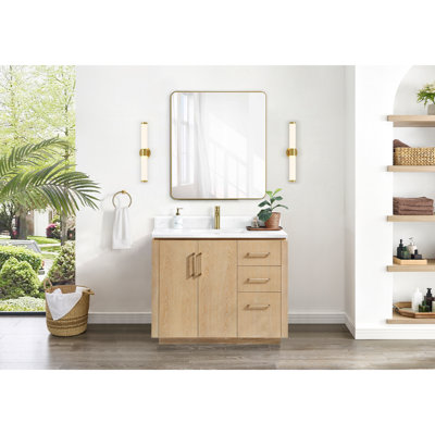 Meuble-lavabo simple 42 po avec plateau en pierre composite Cloverfield