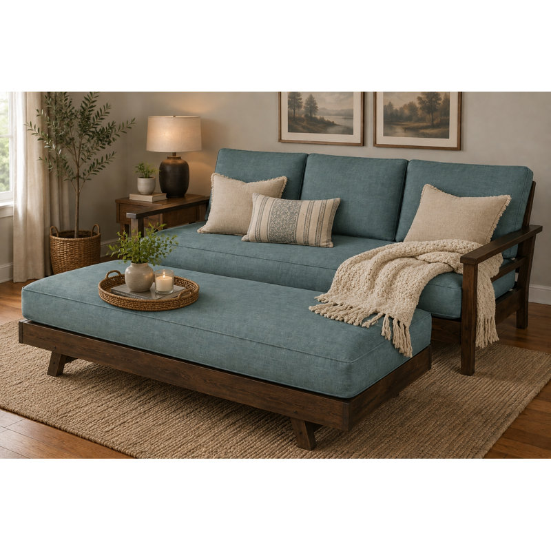 Canapé et repose-pieds Pendleton Studio, Lin turquoise