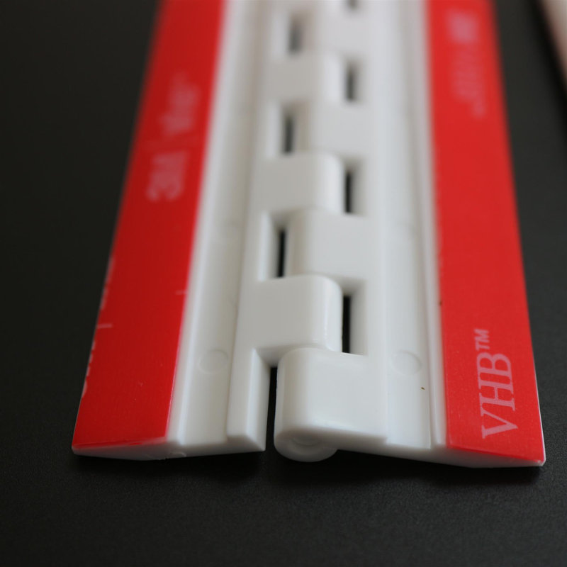 White Acrylic Hinges - No Glue Required. Self Adhesive. White Plastic 75mm