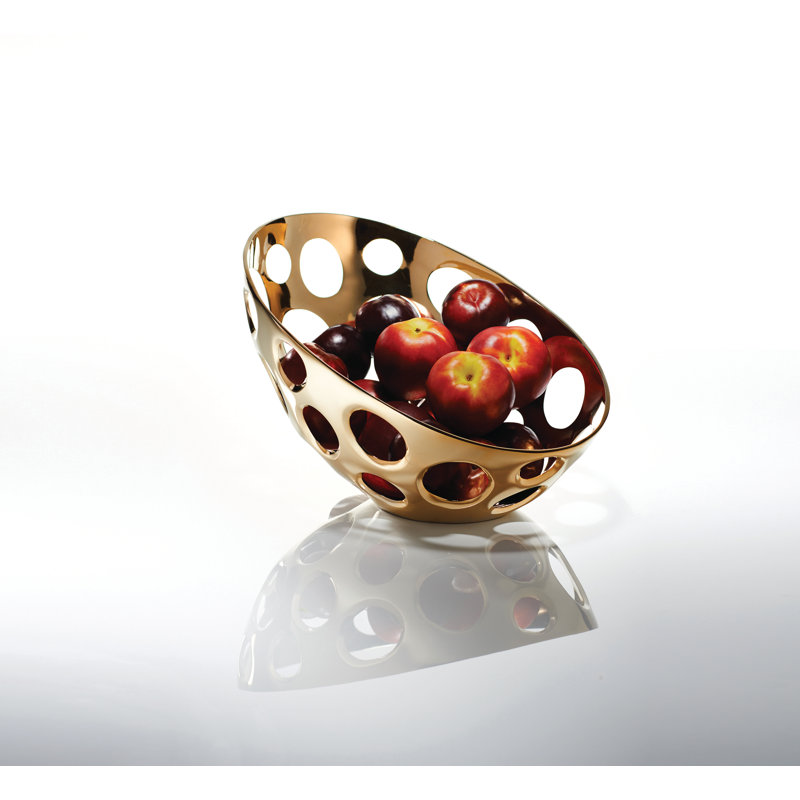 Metal Abstract Posh & Luxe Decorative Bowl, Gold, 4" H x 5.5" W x 8" D