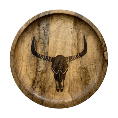 Branding Iron Skull Platter - Natural