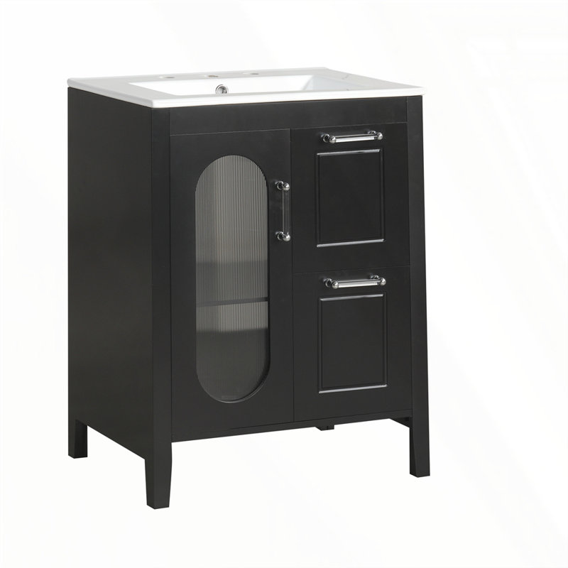 Meuble-lavabo 24 po avec lavabo, Noir