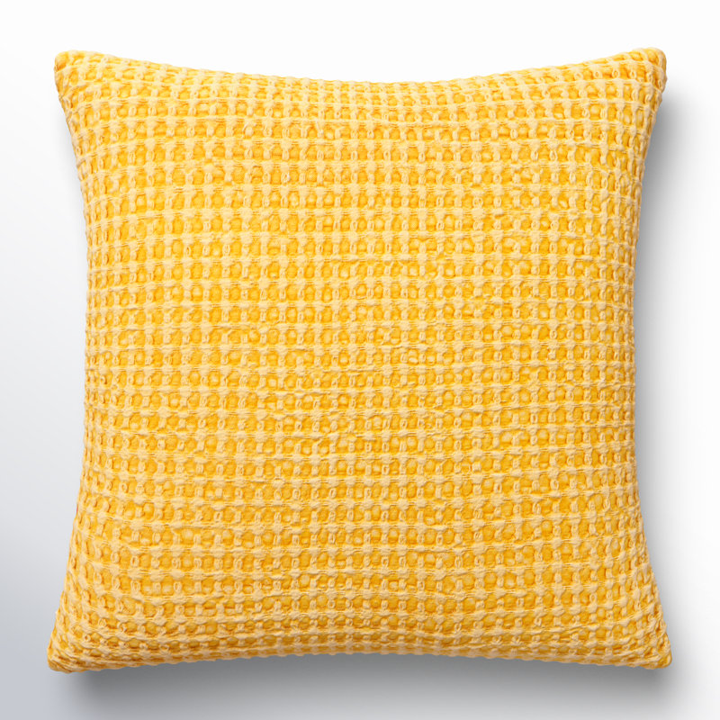 Kappa Cotton Throw Pillow, Saffron, 20" x 20", Polyester/Polyfil