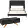 2 Pieces Bedroom Set Bed Frame With Ottoman Storage, Upholstered Platform Bed Frame And Ottoman Set