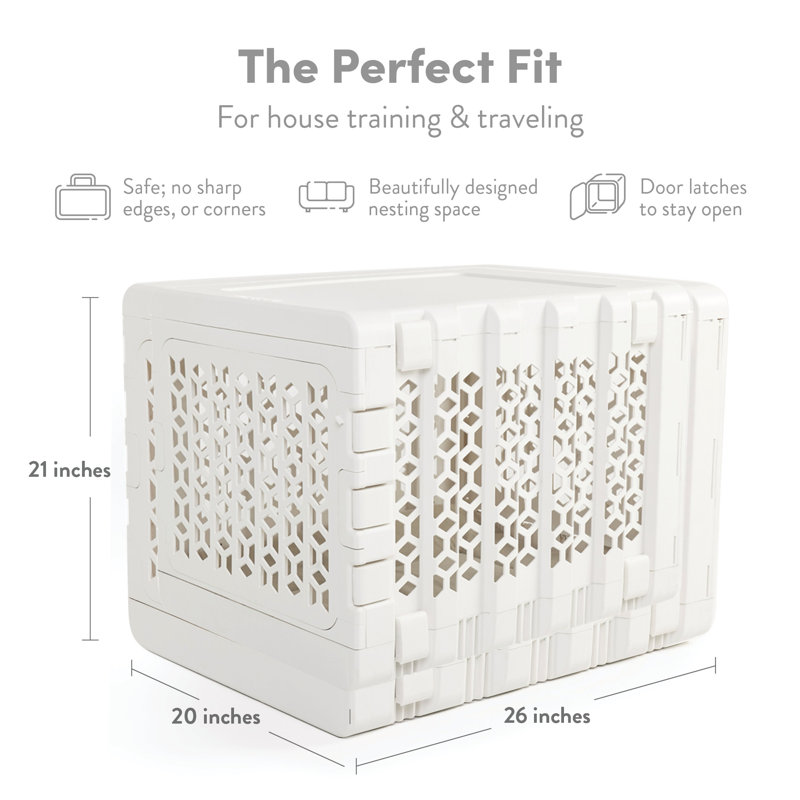 PAWD® | Modern Dog & Pet Crate - Caisse pliable pour chiens, Moyen (H 21 x l 20 x L 26), Blanc