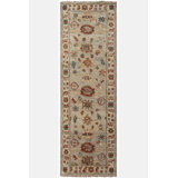 New Indian Mahal Runner Wool On Cotton 2Ft7inx8ft Gray