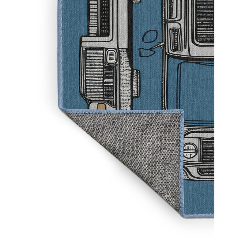 Tapis bleu de transport lavable à la machine, Carré 5 pi