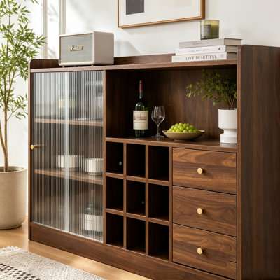 Sideboard with Sliding Glass Doors and Storage