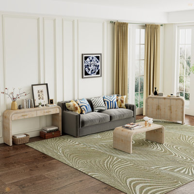 Ensemble unique de trois pièces à silhouette rétro unique comprenant un buffet, une console et une table basse, convenant à la salle à manger, au salon et à l'entrée