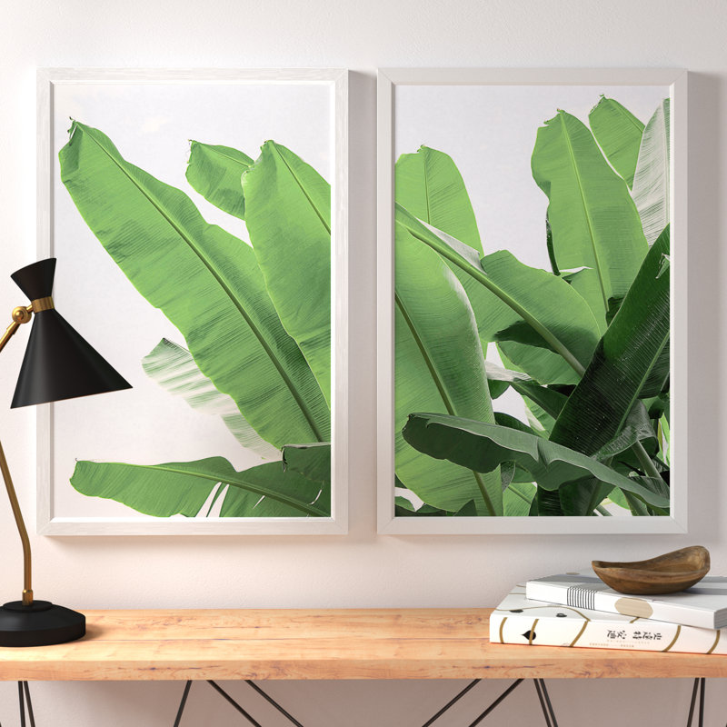 « palm bay diptych » par bay île home, impression sur papier encadrée, H 18 po x l 12 po x L 1,5 po, Cadre blanc
