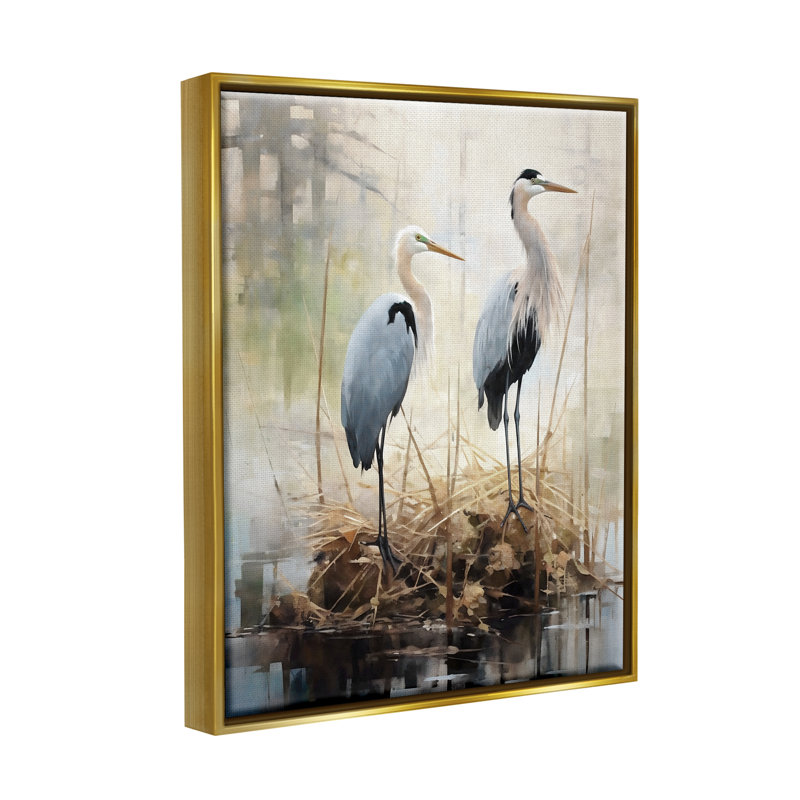 «Cranes In Pond Nature», reproduction encadrée sur toile par Ray Powers, H 30 po x l 24 po x P 1,7 po