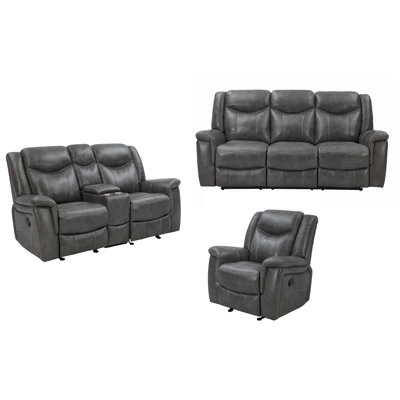 3 Piece Faux Leather Reclining Living Room Set
