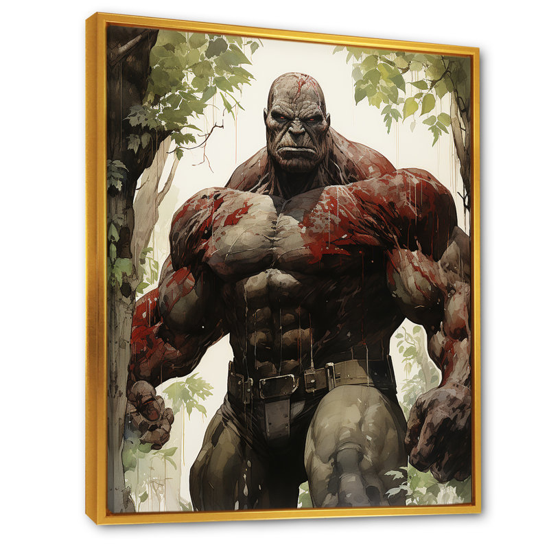 Art géant sanglant «Superhero II - Giants», H 32 po x l 16 po x P 1 po, Cadre flottant doré
