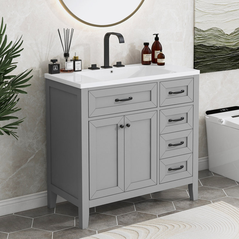 Ensemble de meuble-lavabo simple 36 po Shawon, Gris