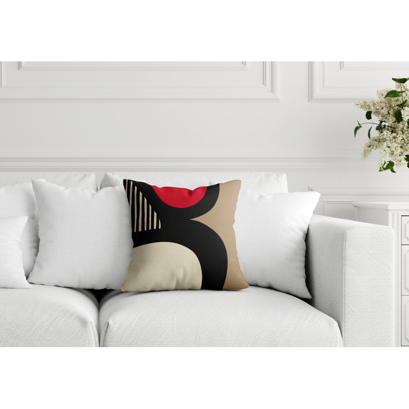 Lara Abstract Outdoor Reversible, 19" x 19", Red/Off White