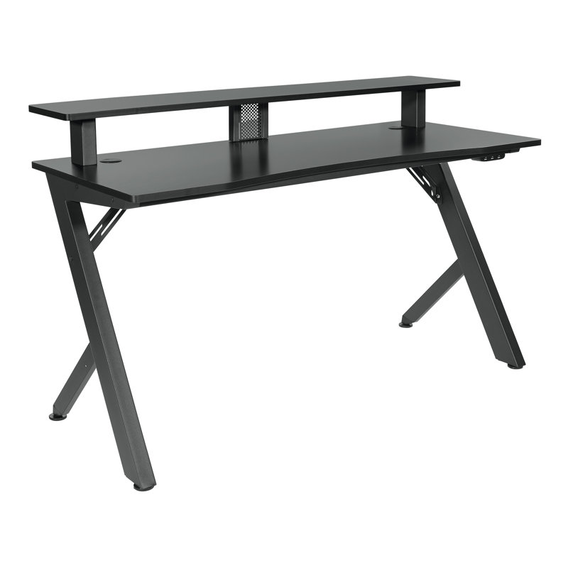 Bureau de jeu avec huche Eldon, Noir / noir mat
