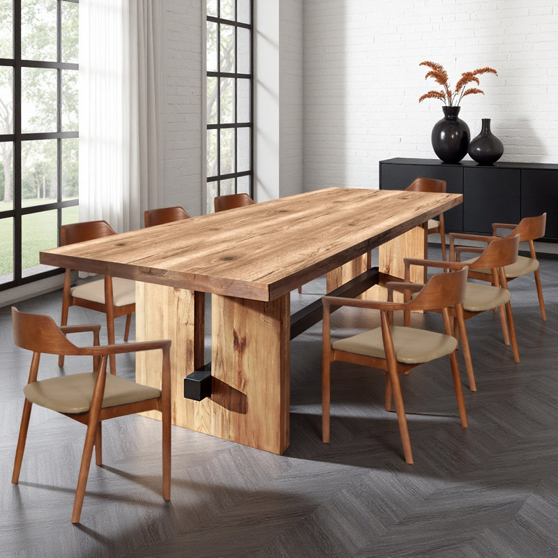 Solid wood rectangular dining table, 29.53"H x 86.61"L x 35.43"W