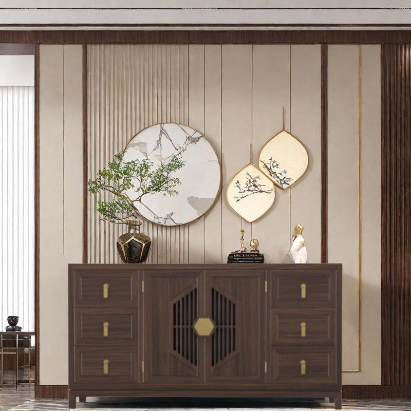 Home Living Room Retro Porch Cabinet Solid Wood Accent Cabinet, 35.4" H x 47.2" W x 15.7" D