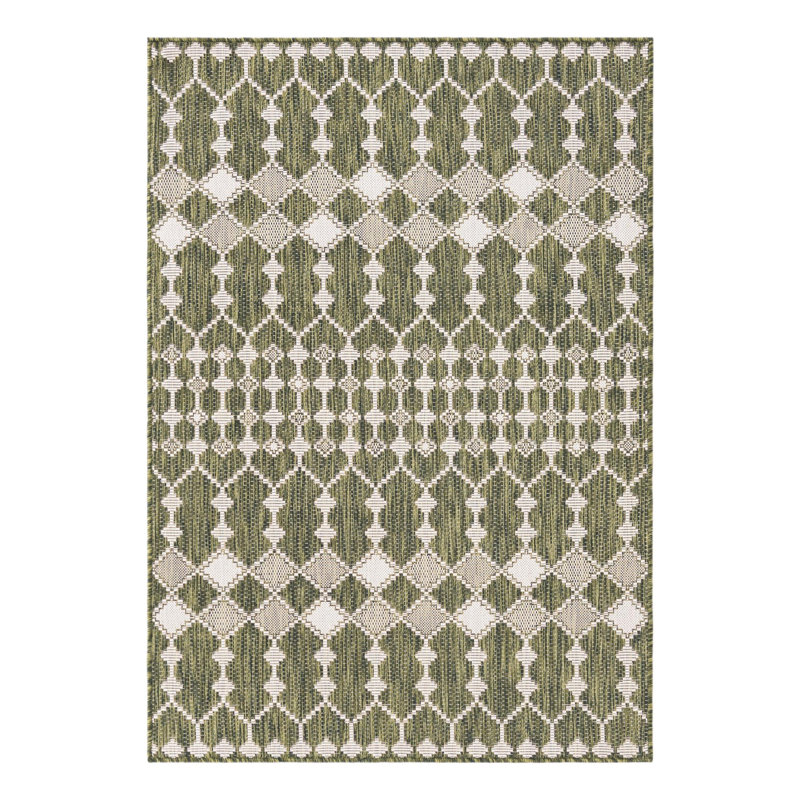 Green Traliccio Indoor/Outdoor Trellis Rug, Rectangle 4' x 6'