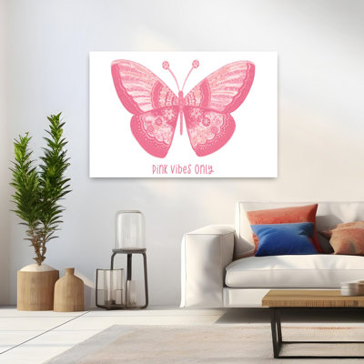 Pink Vibes Only Butterfly Whimsical Contemporary Butterfly Art