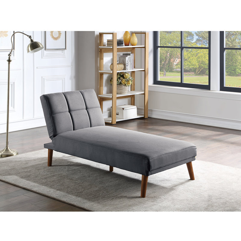 Haldas Upholstered Chaise Lounge, Blue Gray Polyester Blend