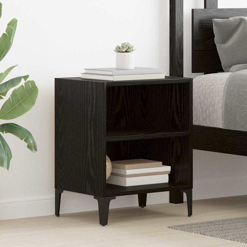 Bedside Cabinet 40 X 30 X 50 Cm Engineered Wood, Black Oak