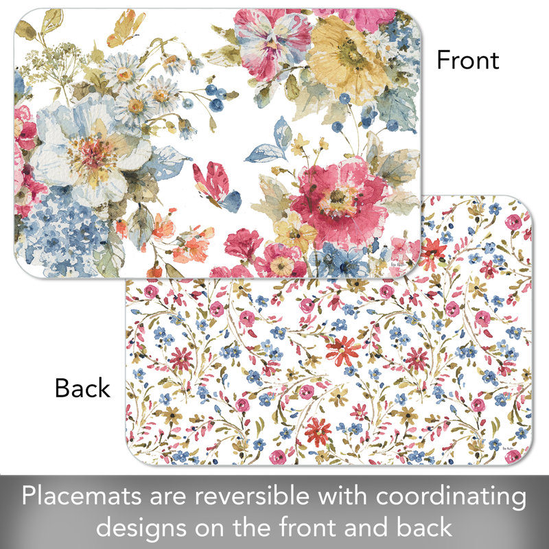 Summer Garden 4 Piece Reversible Placemats