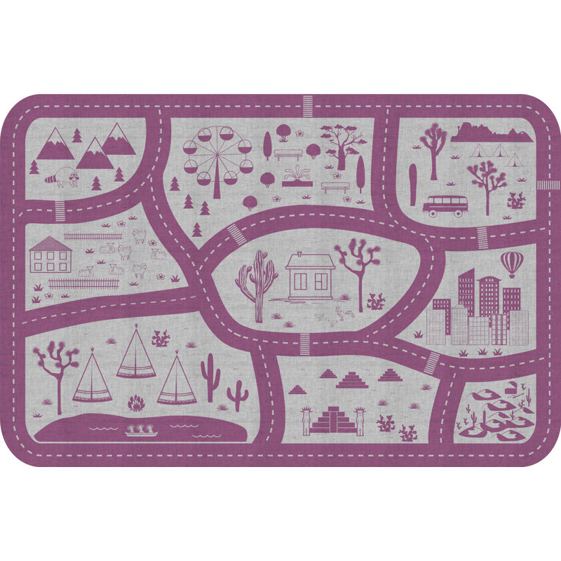 Cadysse Vinyl Machine Printed Area Rug, Rectangle 4'4.4" x 6'6.7"