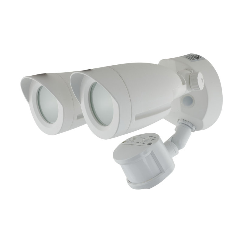 LED Security Light - Dual Head - Motion Sensor Included - Bronze Finish - 4000K, White