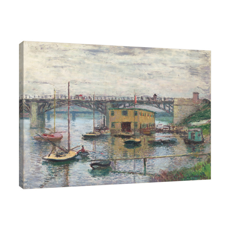 «Bridge At Argenteuil On A Gray Day» par Claude Monet - reproduction d'art sur toile tendue, H 15 po x l 20 po x P 1,5 po