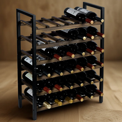 6-Tier Solid Wood Freestanding Wine Rack, Floor Standing Wine Bottle Storage Shelf Holds Up To 36 Bottles, Easy No-Tool Assembly