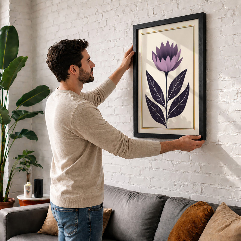 Purple Crown Botanical - Framed Print, Walnut, A3 - 42.0 x 29.7 cm