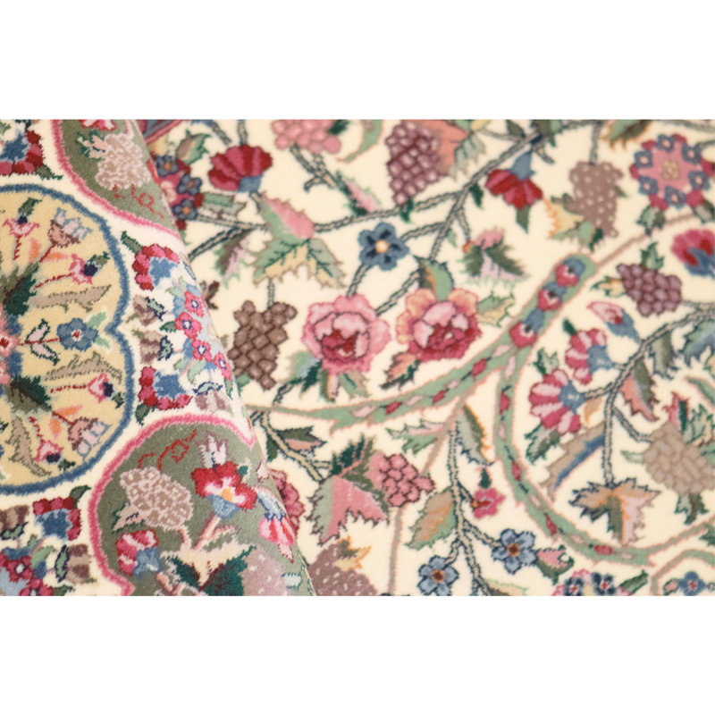 Hand Knotted Wool Area Rug in Navy And Green