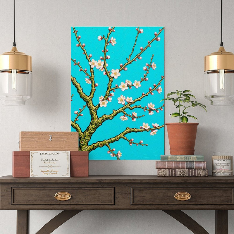 Tableau sur toile Amandier en fleurs - 2 Affiche vintage Décoration intérieure, 12x18in