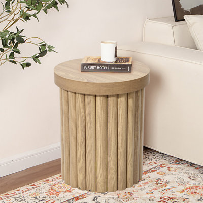 Carnegia Compact Fluted Round Side Table – Mid-Century Modern Style