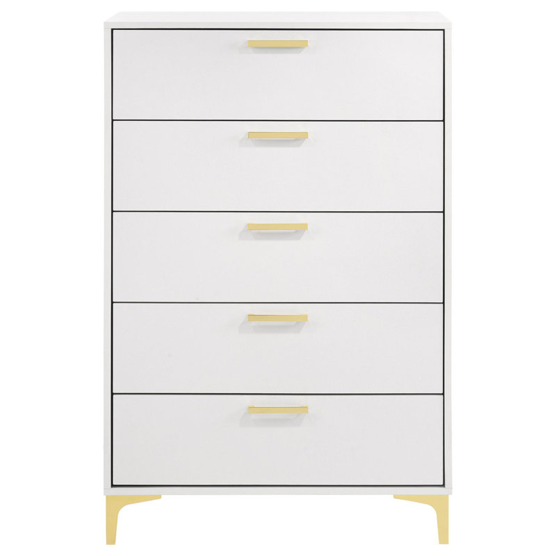 Commode rectangulaire blanche à 5 tiroirs Karena