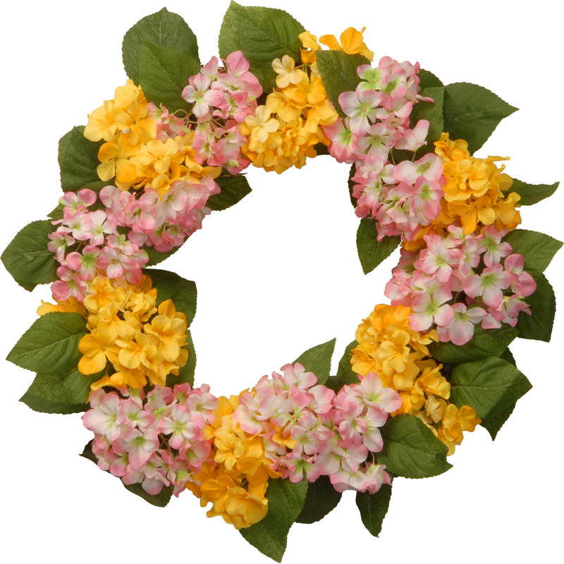 Couronne d'hortensia 24 po, Jaune / Rose
