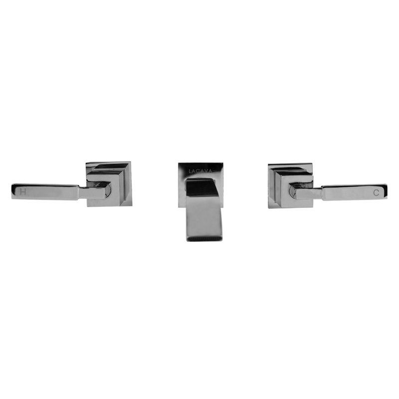 Kubista Wall Mounted Bathroom Faucet, Polished Chrome, Cross